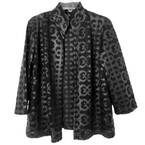 Connie Roberson Women's Black Silk Mesh Open Front Blazer Jacket Made In USA